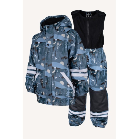 Lindbergi Sweden LEKHYTTAN fliisvoodriga vihmariiete komplekt, Blue/Black