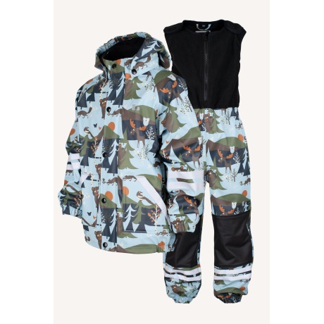 Lindbergi Sweden LEKHYTTAN fliisvoodriga vihmariiete komplekt, Light Blue/Brown